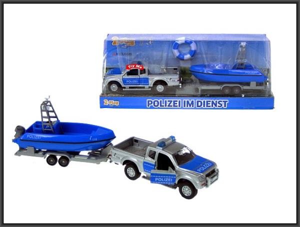 Hipo Auto Policja 12cm z łódką z dźw pod kloszem
