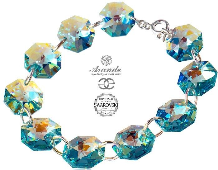 Swarovski Arande Bransoletka GREEN BLUE Certyfikat SREBRO 700455
