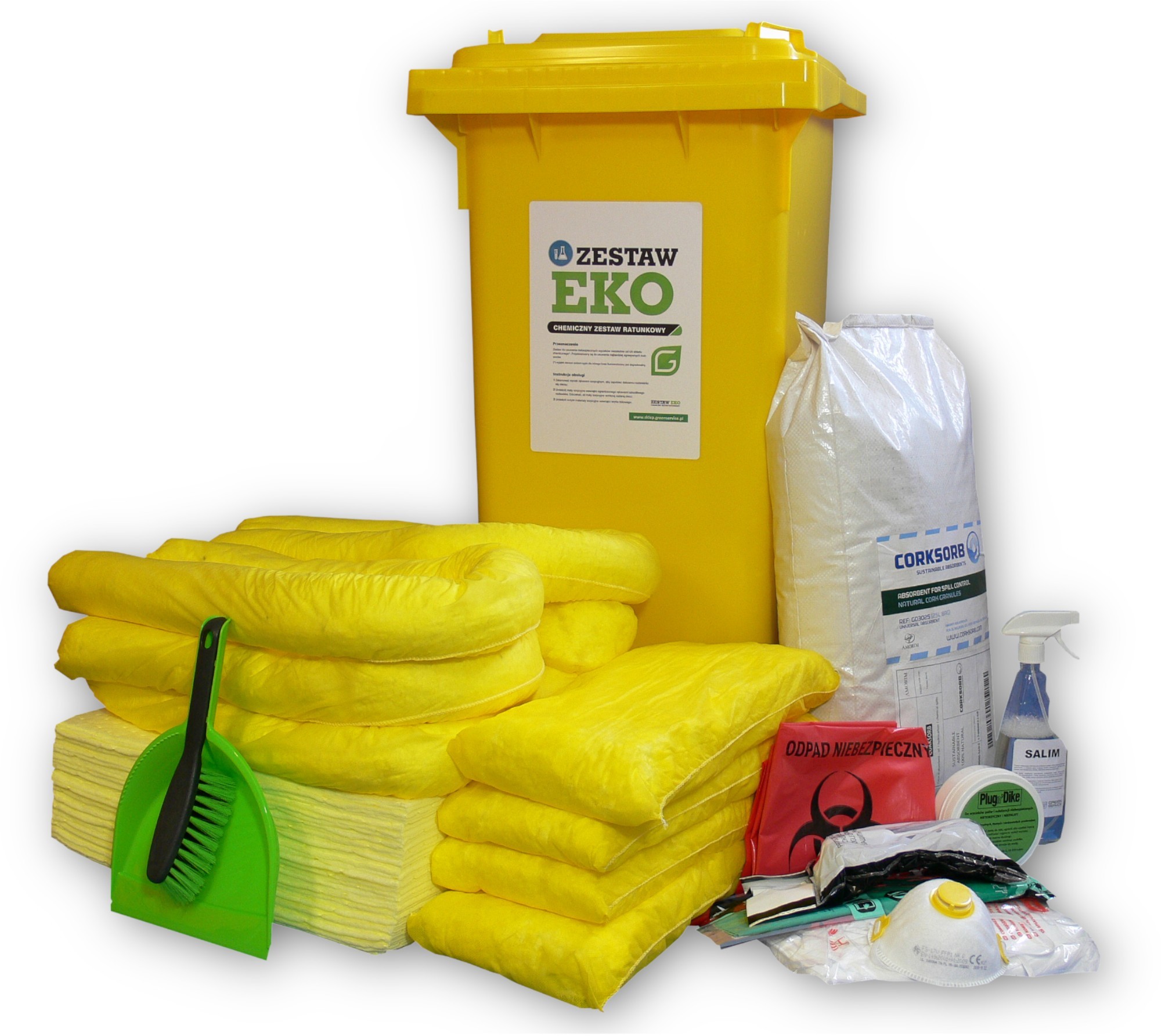 Producent Green Service Zestaw Ratunkowy Chemiczny Eko H120, Chłonność 103 L. Żółty 103 L.