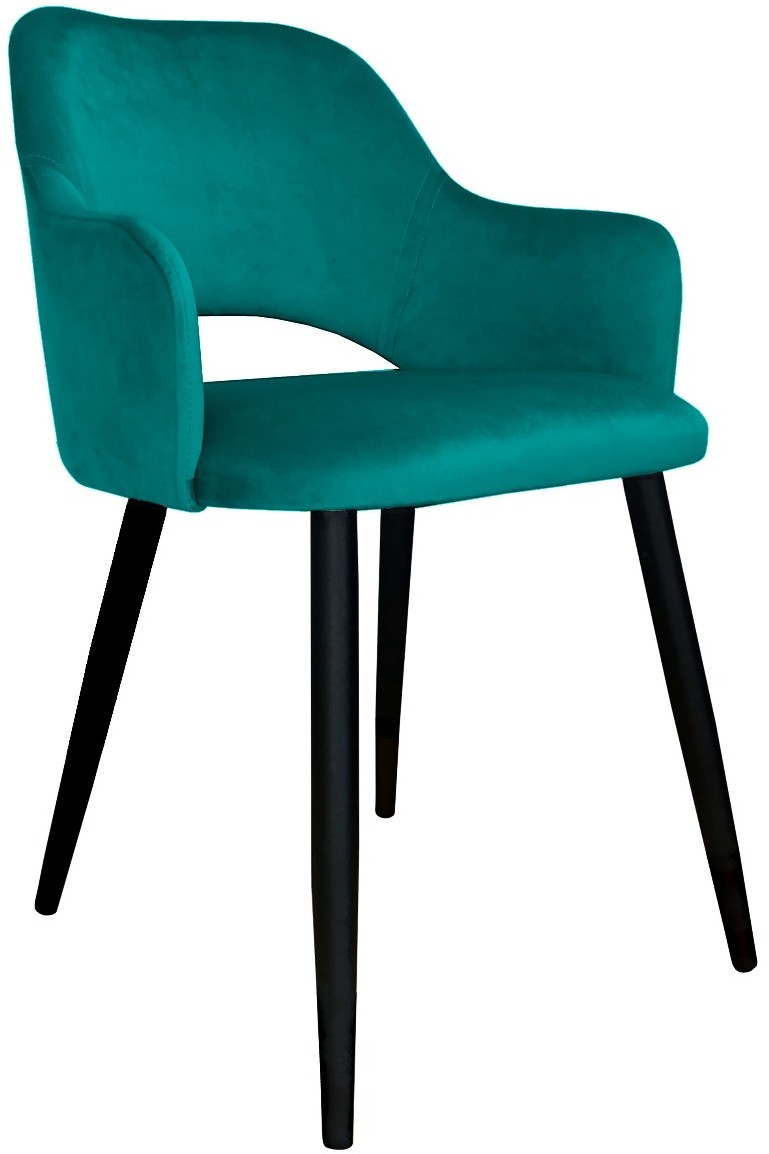 Atos Krzesło NAPO VELVET morskie z czarnymi nogami tapicerowane MILANO-MG20