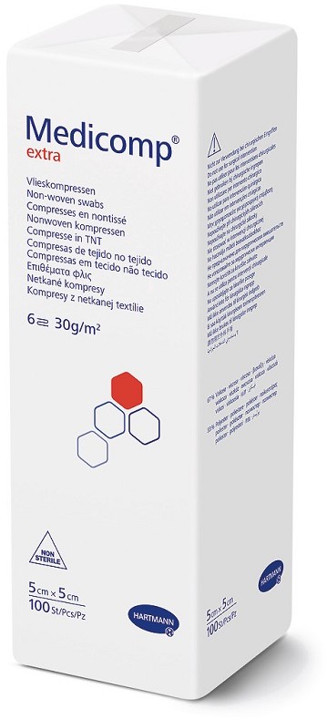 Hartmann Paul Medicomp Extra Kompresy Niejałowe 5x5cm 100 Sztuk