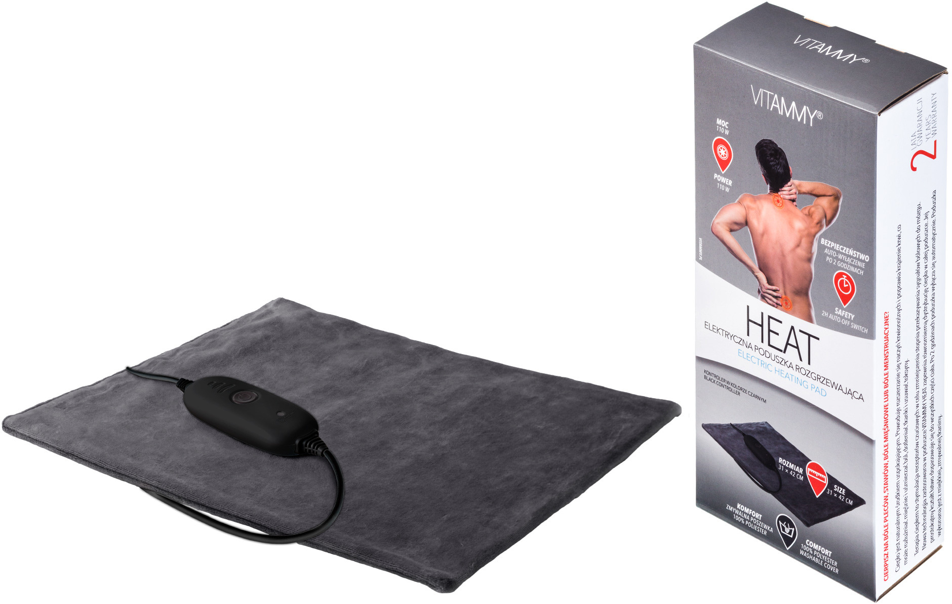 VITAMMY VITAMMY Heat Grey Black Poduszka elektryczna szaro-czarna VITAMMY LMHP-S002