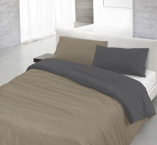 Italian Bed Linen 8058575000019 zestaw pościeli z zamkiem na kołdrę i poszewki na poduszkę, jednokolorowy, dwustronna, 100% bawełna 8058575000590