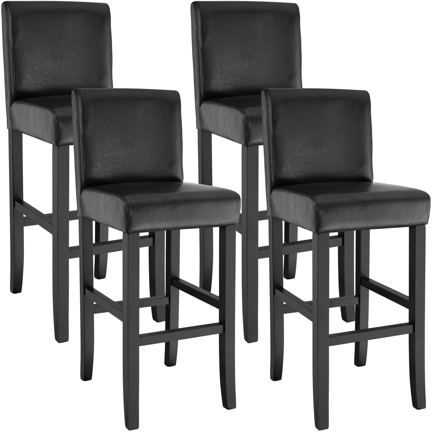 tectake 4 x Hoker stołek krzesło barowe - czarny 403511