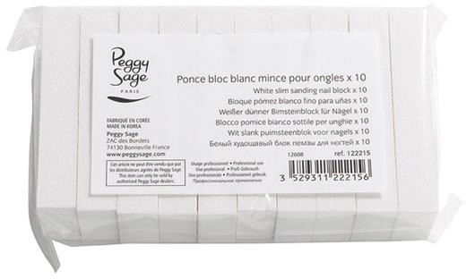 Peggy Sage White Slim Sanding Nail Block cienki blok polerski do paznokci biały 10szt 48423-uniw