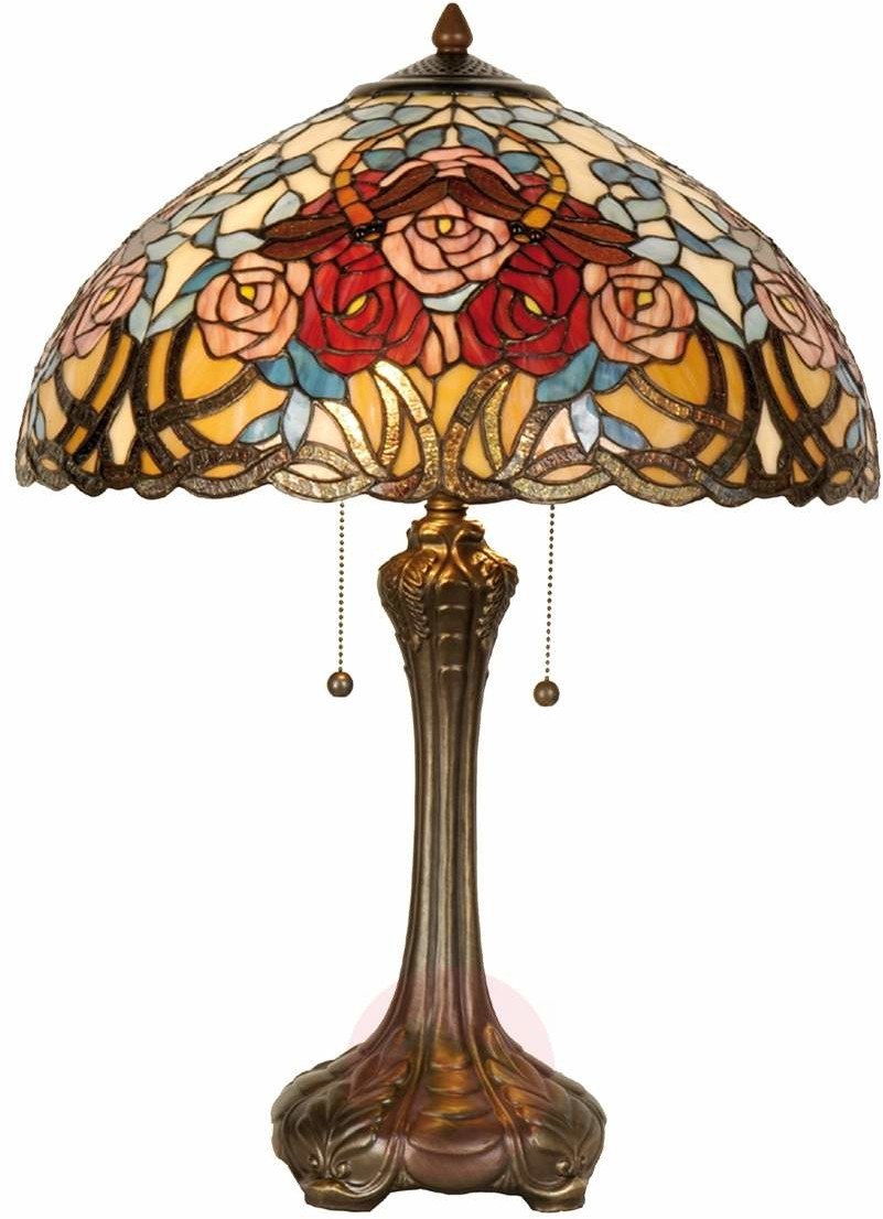 Clayre&Eef Kwiatowa lampa stołowa Scarlett w stylu Tiffany