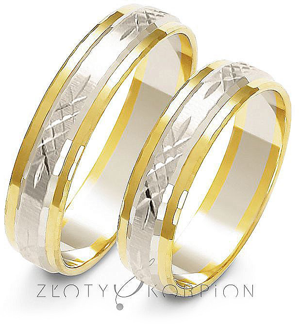 Złoty Skorpion Obrączki ślubne dwukolorowe Złoty Skorpion wzór Au-A220 Au-A220