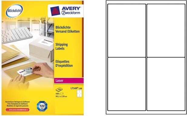Avery Zweckform ETYK.ZF 7169 99.1X139 100 ARK./400 ETYKIETA L7169-100 L7169-100