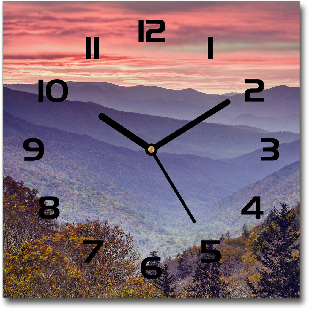 Zegar szklany kwadratowy Zachód słońca góry
