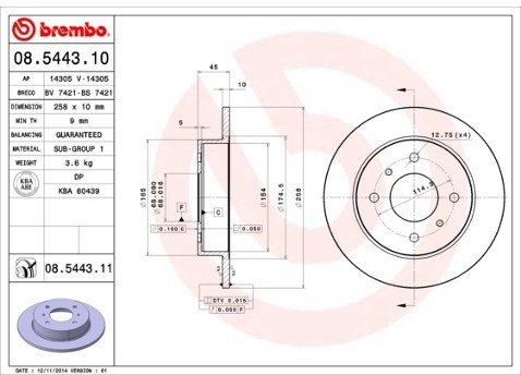 BREMBO Tarcza hamulcowa 08.5443.11