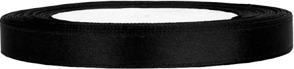 PartyDeco Tasiemka satynowa, czarna, 6 mm / 25 m TS6-010