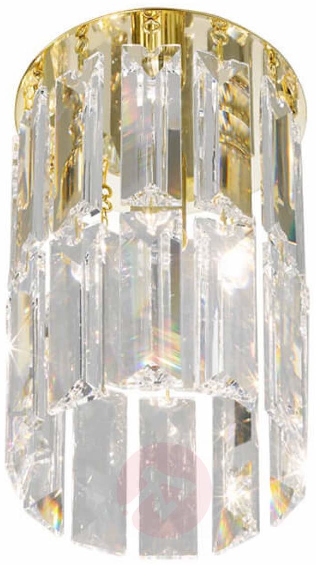Kolarz Okrągła kryształowa lampa sufitowa PRISMA złocona