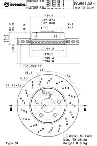 BREMBO Tarcza hamulcowa 09.A613.51
