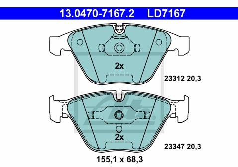 ATE Klocki hamulcowe - komplet 13.0470-7167.2