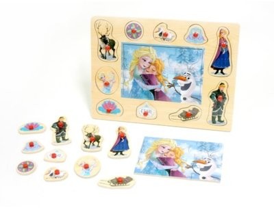 Brimarex PUZZLE I UKŁADANKA DREWNIANA Z PINEZKAMI 2W1 FROZEN