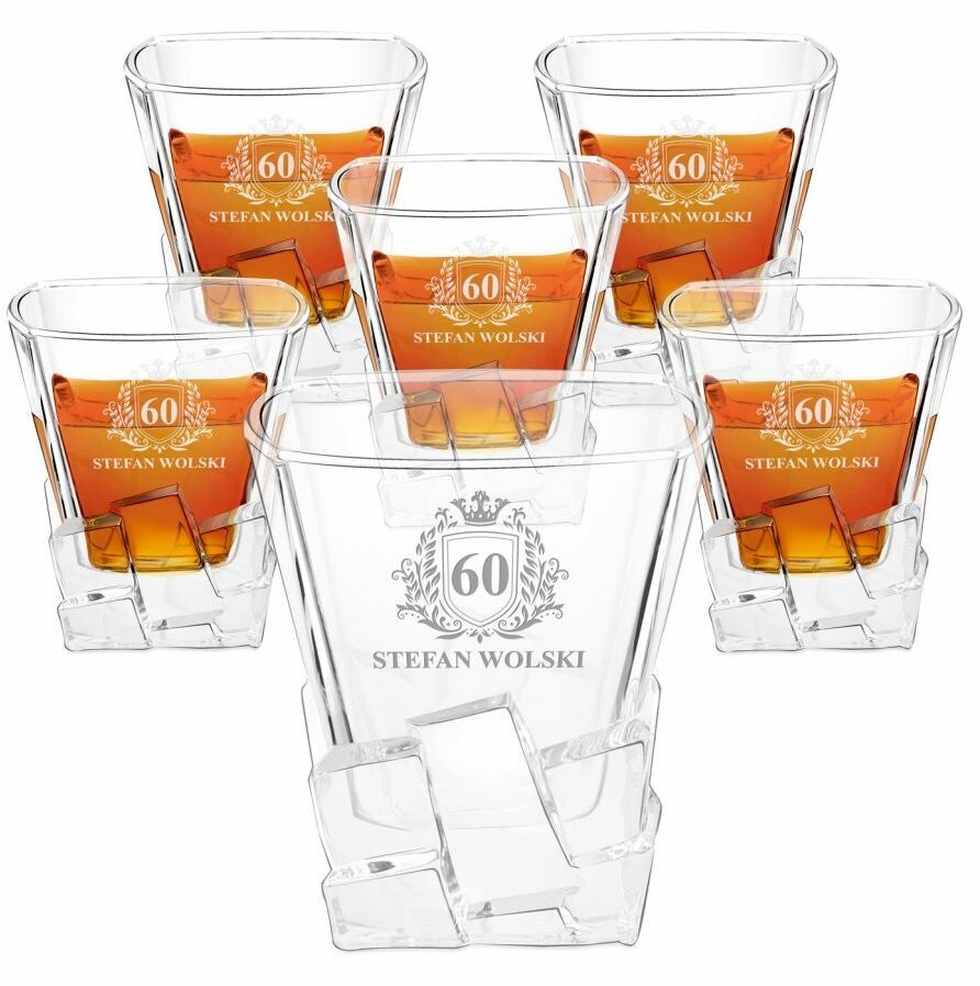 Murrano Szklanki do whisky x6 z grawerem dla niego na 60 urodziny 6xSZIB-003