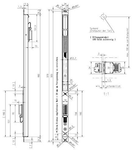 Conotech przejścia ukryte, połączenie wtykowe 10314, 519 X 24 X 17,5 MM, stal nierdzewna; 1 sztuki 10314-20-----00