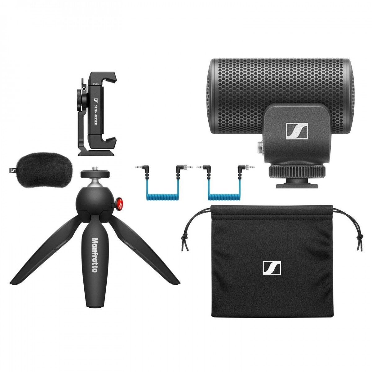 Sennheiser MKE 200 Mobile Kit - MIKROFON POJ. DO KAMERY W ZESTAWIE ZE STATYWEM MANFROTTO PIXI MINI I UCHWYTEM SMARTPHONE CLAMP