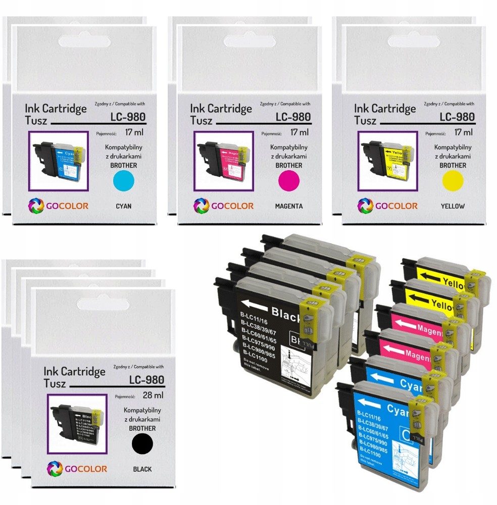 10X tusz zamiennik z Brother LC-980 Cmyk DCP-197 C