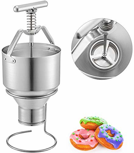 VBENLEM VBENLEM Ręczny depozytor pączka 5 l, tłokacz do wkraplacza, 6 regulowanych grubości pojemnik na ciasto ze stojakiem, aluminium, do użytku domowego i komercyjnego 609832123378