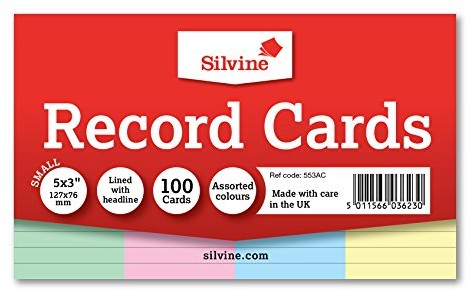 Silvine silvine fiszek, linie, różne kolory, 127 X 77 MM, 100 sztuk 0155122099
