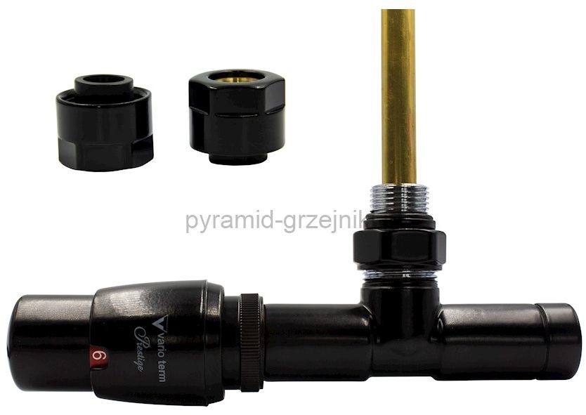 Varioterm Zawór termostatyczny UNICO ze złączką Pex/Cu - czarny mat miedź 15 mm lewy UGS0224CFK/L(Cu)