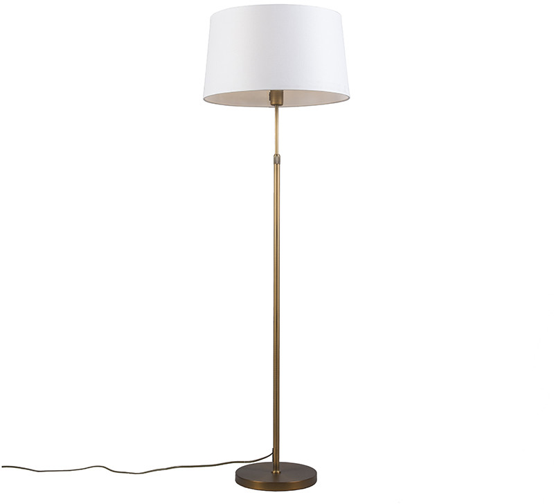 QAZQA Lampa podłogowa regulowana brąz klosz biały 45cm - Parte
