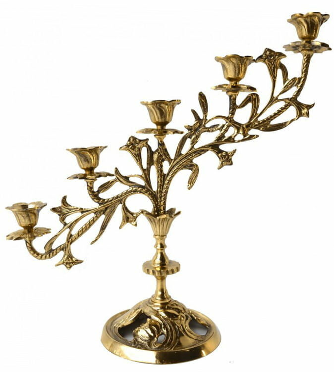 Art pol Pl Świecznik mosiądz mosiężny duży skośny 35x37 85766