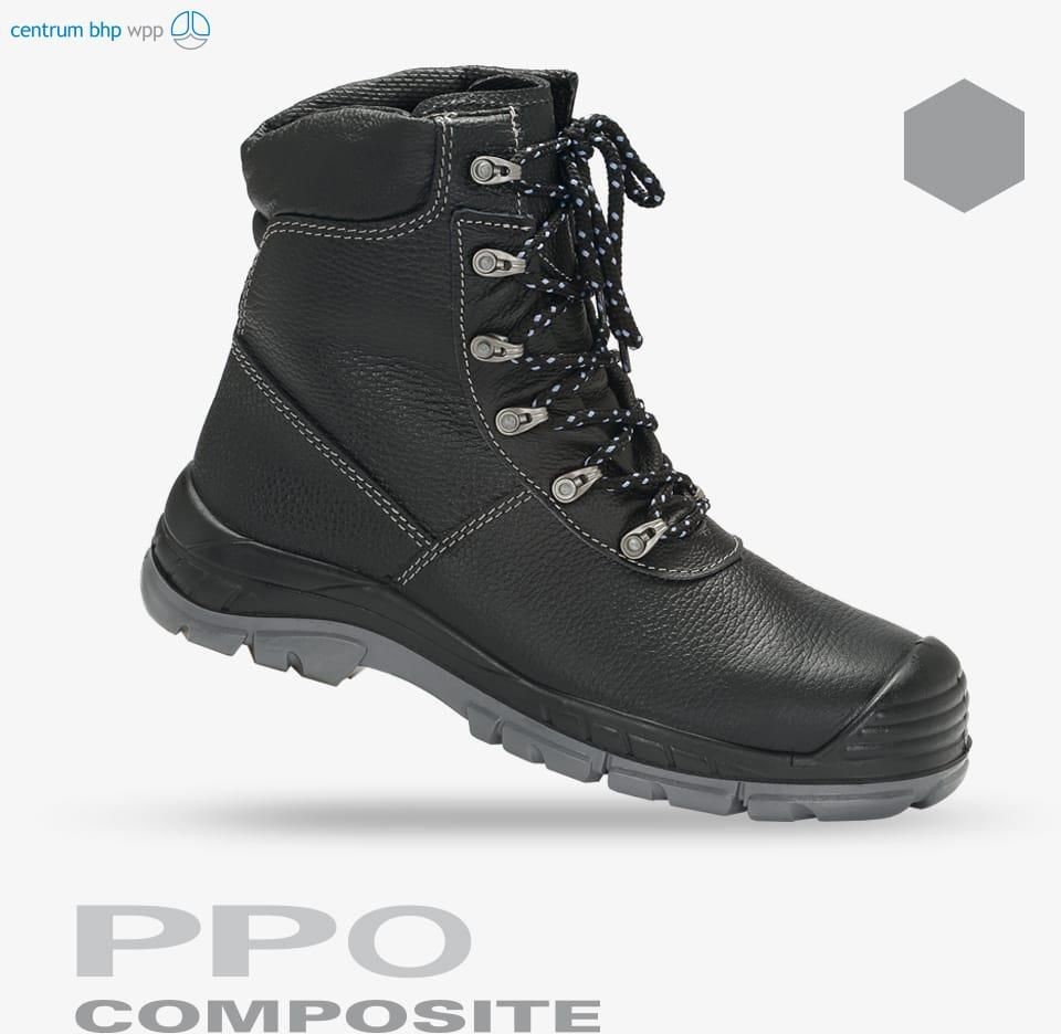 PPO Strzelce Opolskie TRZEWIKI BEZPIECZNE Z PODNOSKIEM KOMPOZYTOWYM I NIEMETALOWĄ WKŁADKĄ ANTYPRZEBICIOWĄ MODEL 0158, PN-EN ISO 20345, S3, CI, SRC; (47)