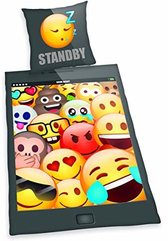 Herding pościel Young Coll. Emot!x Standby, poszewka na poduszkę 50x70 cm, poszwa na kołdrę 160x210 cm, Renforcé, z wysokiej jakości zamkiem błyskawicznym 4459215025