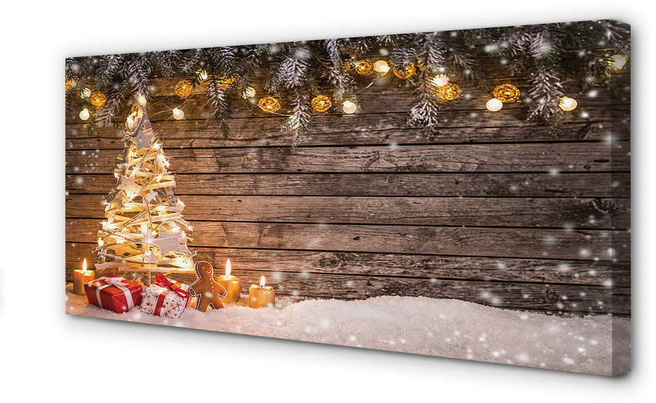 PL Tulup Obrazy na płótnie Choinka śnieg dekoracje 120x60cm