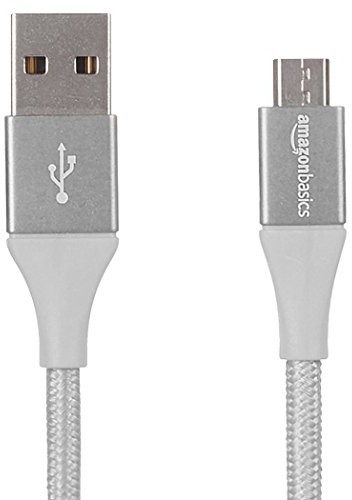 AmazonBasics Double Braided Nylon USB 2.0 A to Micro B Cable, srebro L6LU2015-CS-R