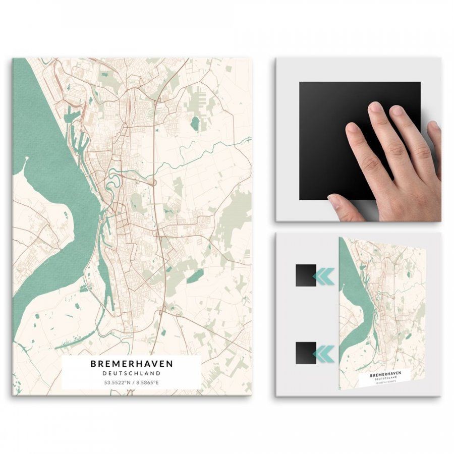 Pix4home Plakat metalowy Mapa Vintage Bremerhaven L POS-L-03330