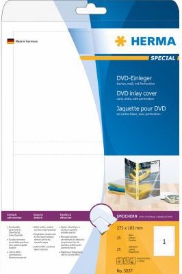 Herma DVD-Einleger A4 wei 273x183 mm nicht klebend 25 St. - 5037