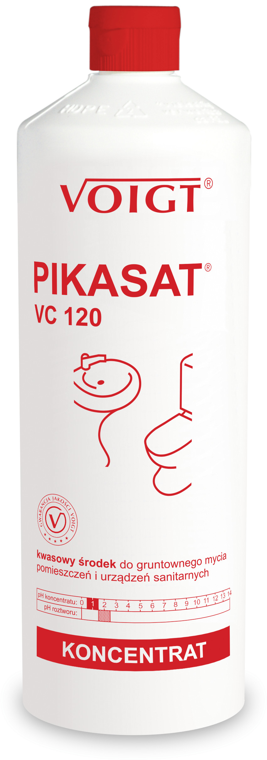 Voigt VC 120 1l. PIKASAT doczyszczający do gruntownego mycia sanitariatów pH 1 VC 120 1l. PIKASAT