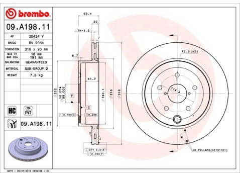 BREMBO Tarcza hamulcowa 09.A198.11