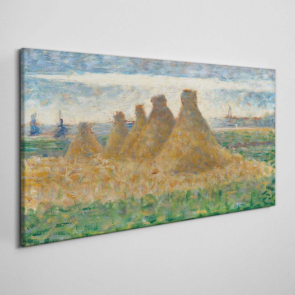 PL Coloray Obraz na Płótnie Haystacks Seurat 100x50cm