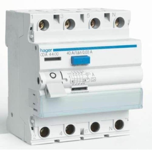 Hager Rccb 4 pole 40a 300ma s a CPA440D