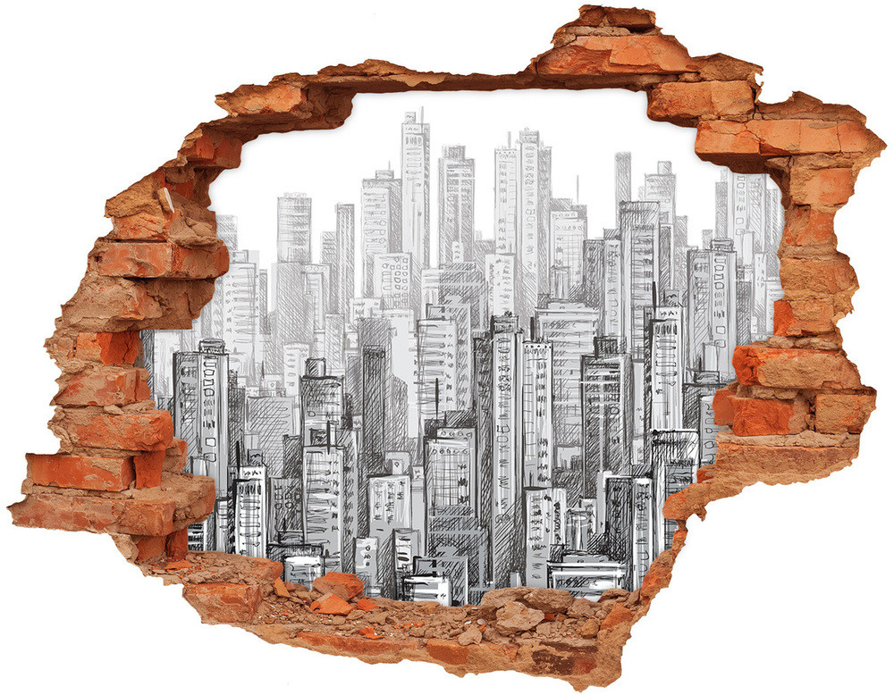 Wallmuralia.pl Fototapeta dziura na ścianę 3d Drapacze chmur
