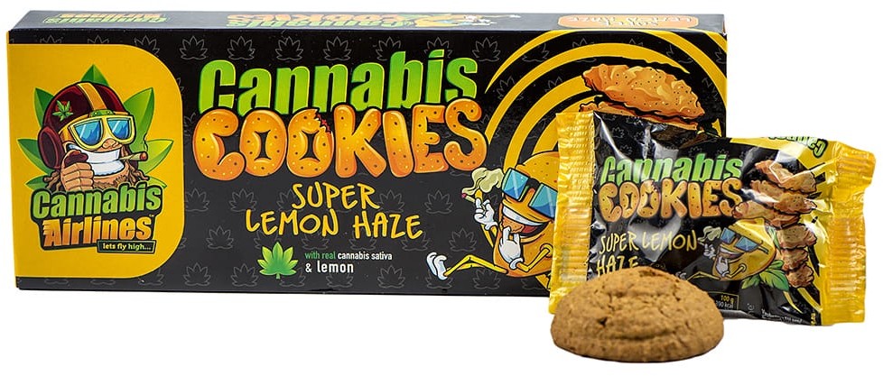 Ciastka konopne Super Lemon Haze w pudełku / Ciasteczka Konopne/ CBD