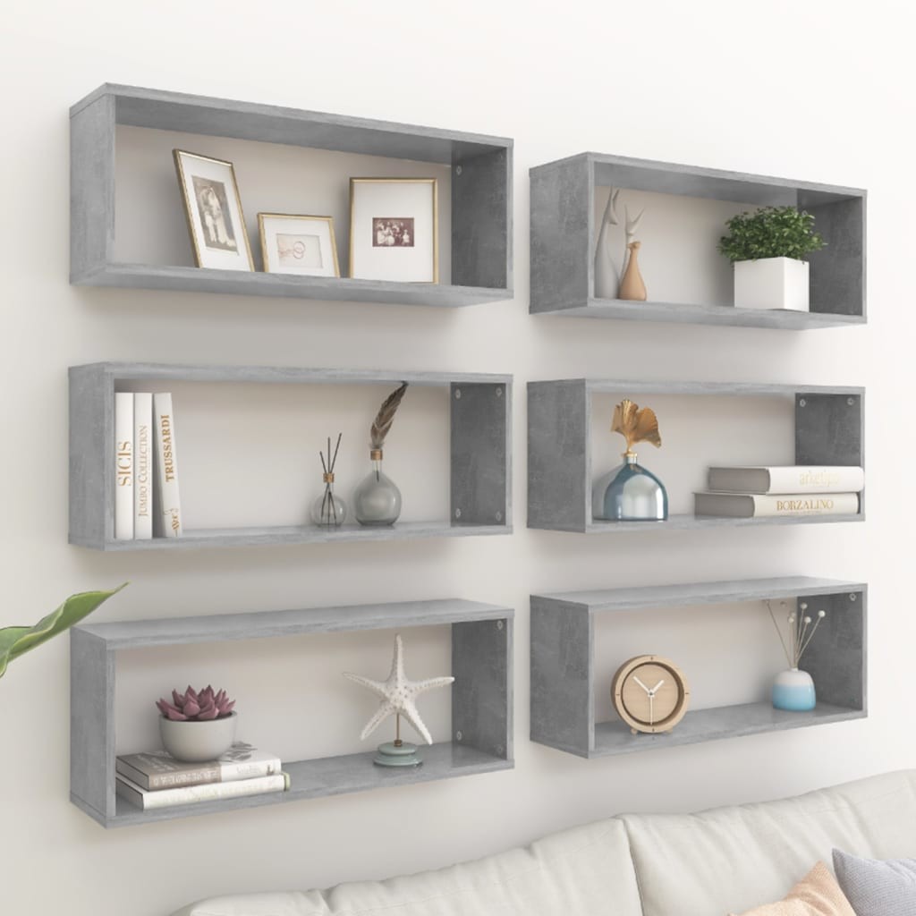 VidaXL Lumarko Półki ścienne kostki 6 szt., szarość betonu, 60x15x23 cm, płyta 807147 VidaXL