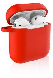Apple Etui Pokrowiec Celly Aircase pro AirPods + nástavce do uší AIRCASERD) Czerwone