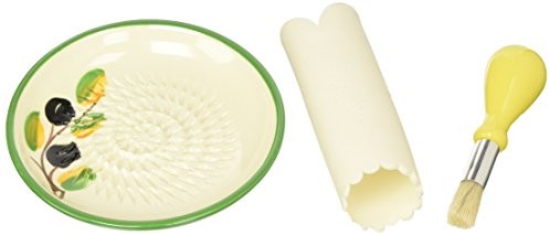 JOSKO Produkte Produkty josko 2722 Aroma zestaw tarka zestaw tarka talerz, 3 jednostek, ceramika, żółta, 12,8 x 12,8 x 2 cm 2722