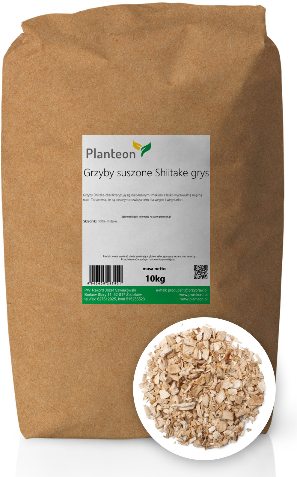 Planteon Grzyby suszone Shiitake grys 10kg 2-0631-01-7