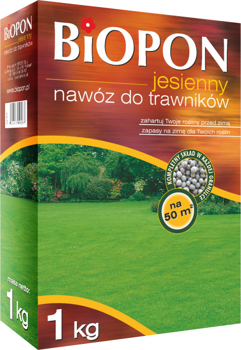 Biopon Nawóz jesienny do trawnika, karton z uchwytem 3kg, marki