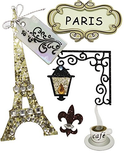 RAYHER HOBBY Rayher Hobby 58442000 naklejki dekoracyjne Paris z miejscem do przyklejenia, torba SB 5 sztuki 58442000