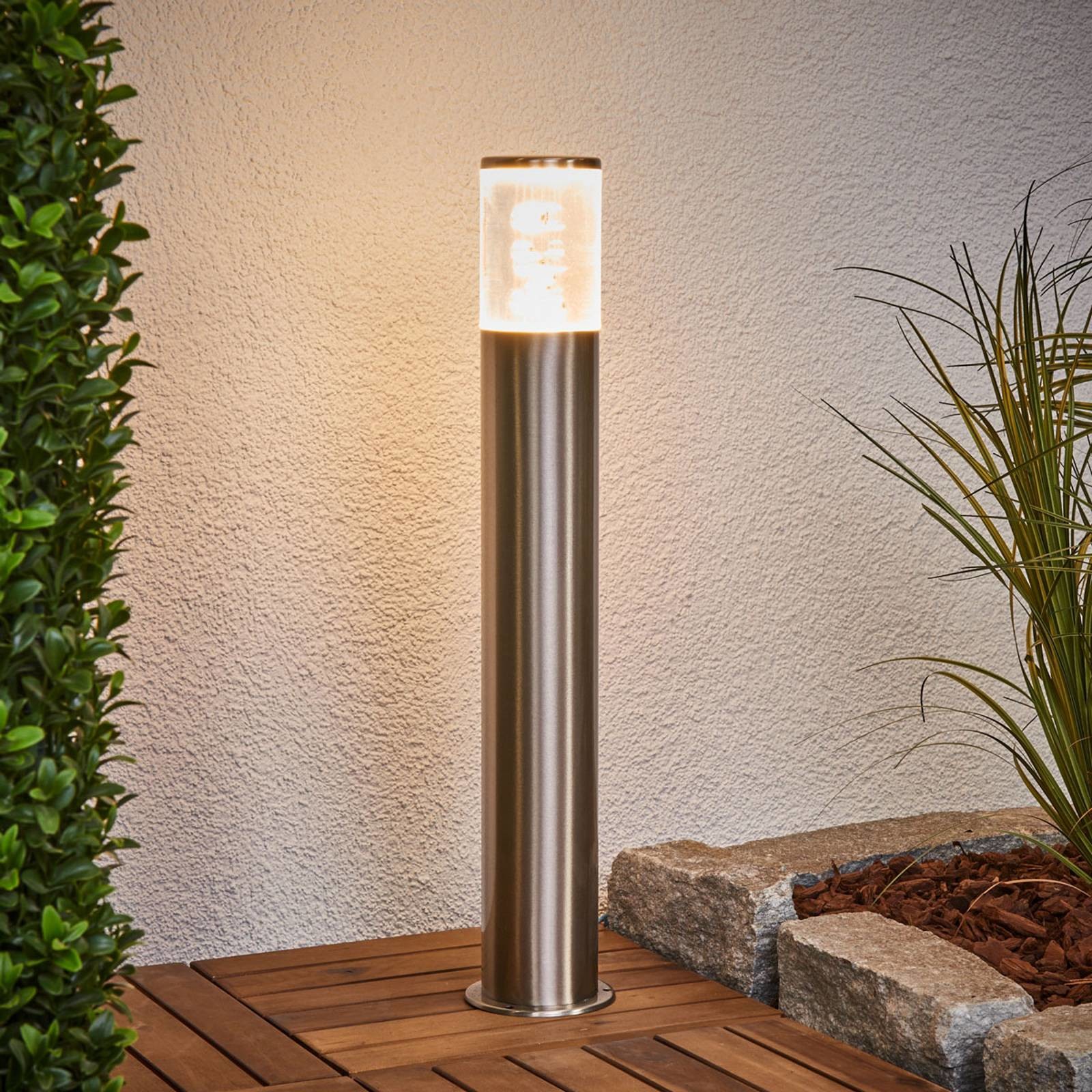 LINDBY Lampa cokołowa LED Belen ze stali szlachetnej