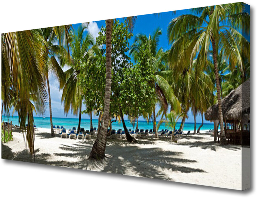 PL Tulup Obraz Canvas Plaża Palma Drzewa Krajobraz 100x50cm