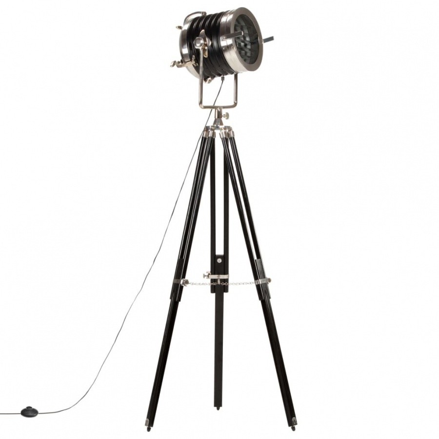 Vida Lampa podłogowa na trójnogu czarna lite drewno mango 171 cm V-286105