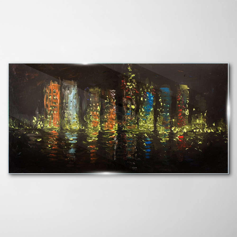 PL Coloray Obraz na Szkle Abstrakcja Miasto Światła 100x50cm